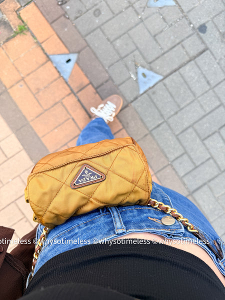 Vintage Prada Mini 2-way Belt Bag - Ginkgo Leaf Brown