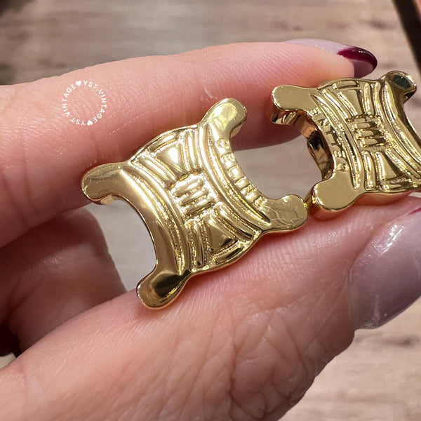 Vintage CELINE Gold-Finish Metal Triomphe Ear Clips