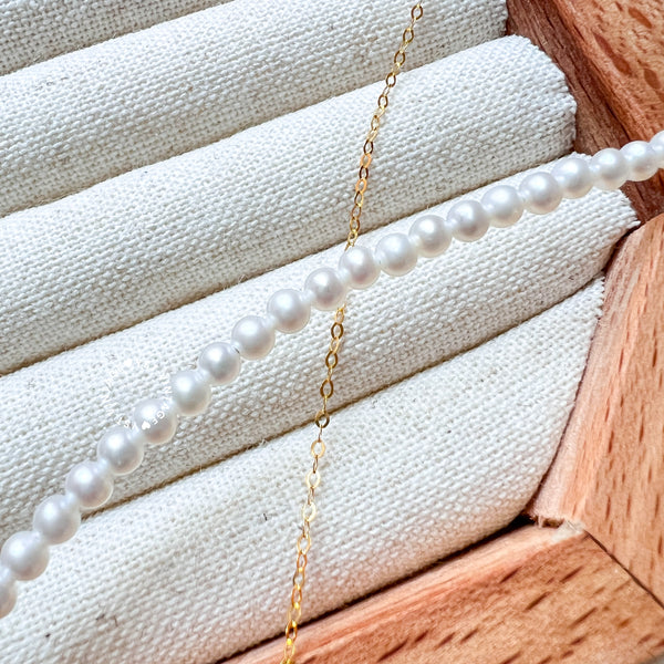 【Christmas Special】 Japanese 18KYG Akoya Pearl Necklace and 3-3.5mm Fresh Water Baby Pearl Set