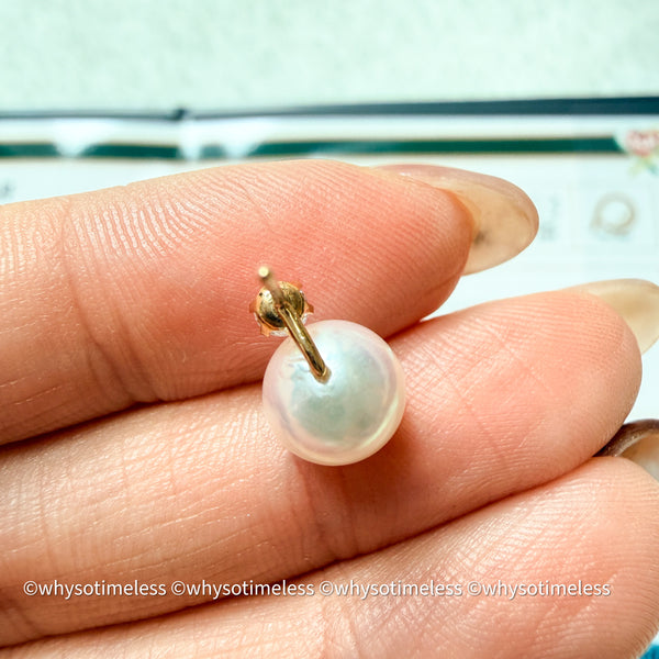 7.8mm Akoya PSL 天女 Diana 18KYG Earrings, D0.20ct