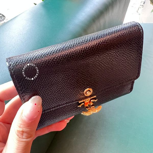 【古物拍賣 - 5 Sep】Vintage Chanel Caviar Coco Lock Card Holder - Black