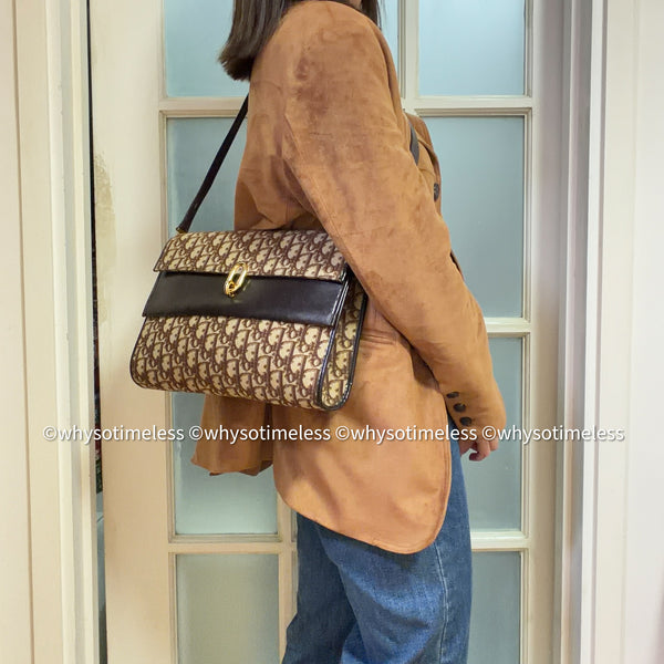 Vintage Dior Oblique 2-way Bag - Brown