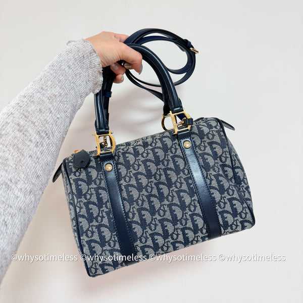Vintage Dior Trotter 25cm Boston Bag - Navy 002