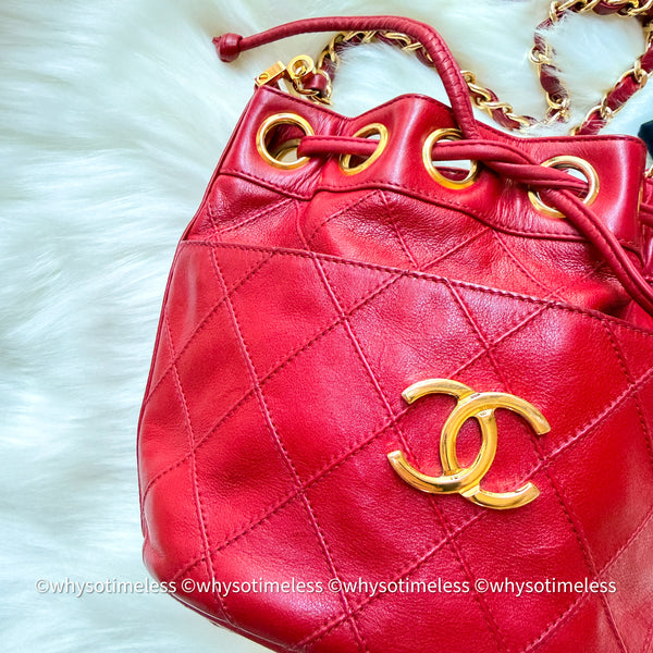 Vintage Chanel Mini Bucket Bag - Red