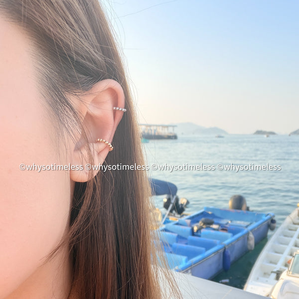 18KYG/ WG Golden Ball Ear Cuff