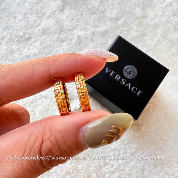 Pre-owned Versace Gold-Finish Metal Hoop Earrings