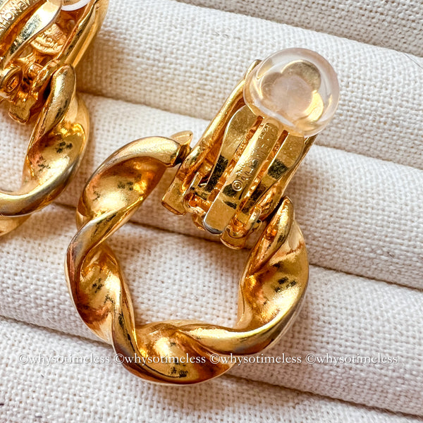 Vintage Givenchy Twist 24KGP Ear Clips