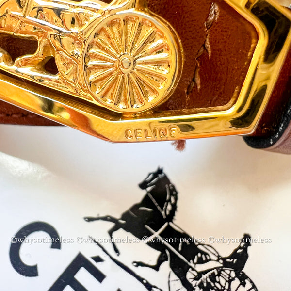 Vintage CELINE Sulky Belt - Brown*Gold With Original Box