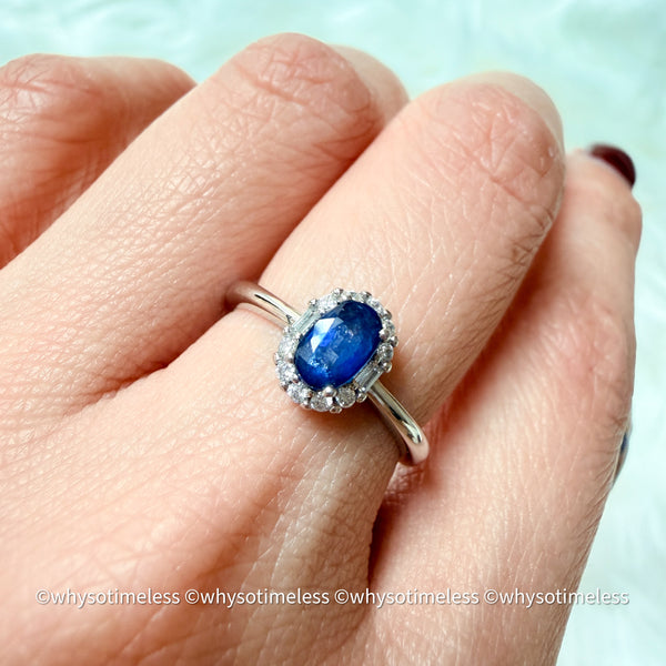 Natural Sapphire Zircon Silver Ring - Eugene