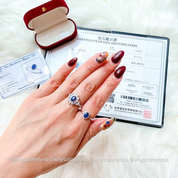 Natural Sapphire Zircon Silver Ring - Eugene