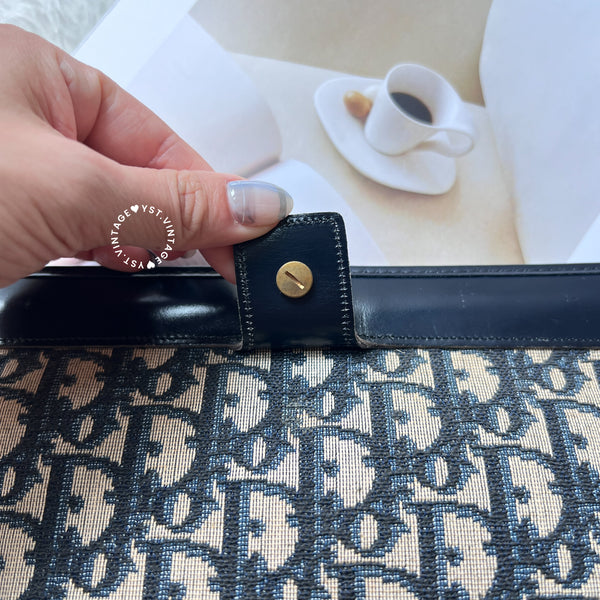 Vintage Dior Oblique Clutch - Navy