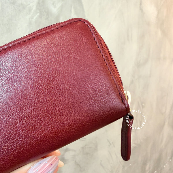Pre-owned Chanel Coco Mark Card Holder / Coins Case - Burgundy