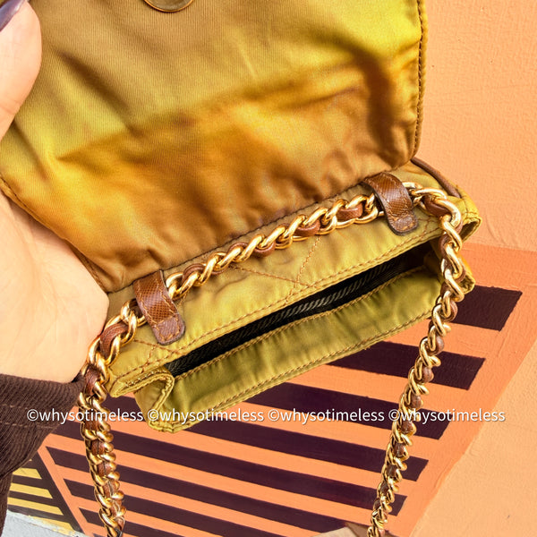 Vintage Prada Mini 2-way Belt Bag - Ginkgo Leaf Brown