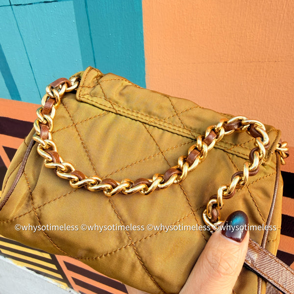 Vintage Prada Mini 2-way Belt Bag - Ginkgo Leaf Brown