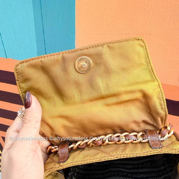 Vintage Prada Mini 2-way Belt Bag - Ginkgo Leaf Brown