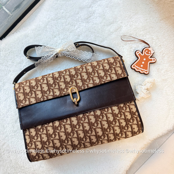 Vintage Dior Oblique 2-way Bag - Brown