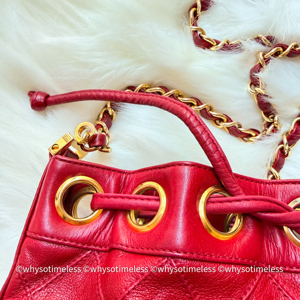 Vintage Chanel Mini Bucket Bag - Red