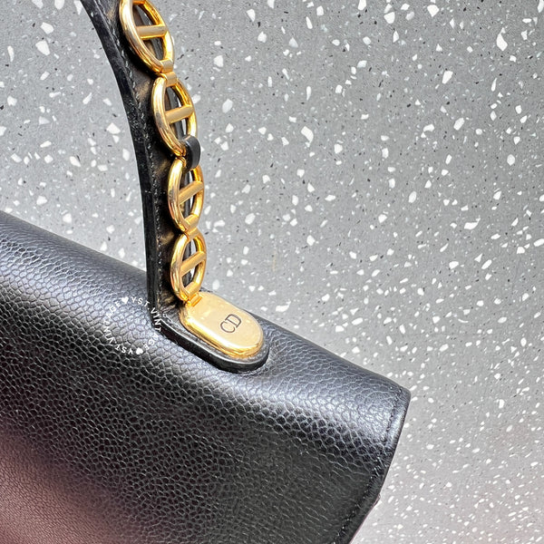 Vintage Dior CD Handle Kelly Bag - Black