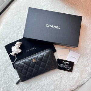 Pre-owned Chanel 2014's Caviar Long Wallet - Black