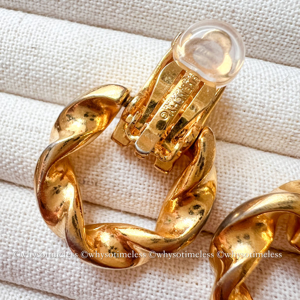 Vintage Givenchy Twist 24KGP Ear Clips
