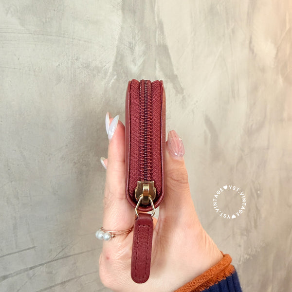 Pre-owned Chanel Coco Mark Card Holder / Coins Case - Burgundy