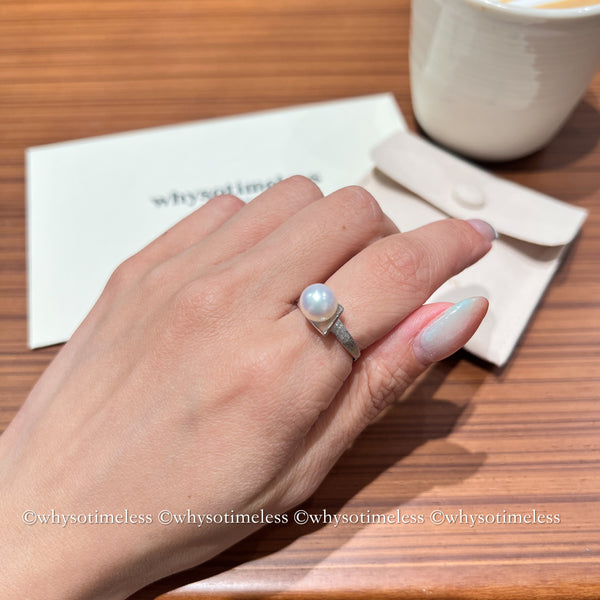 Japanese 8-8.5mm Akoya Silver Ring