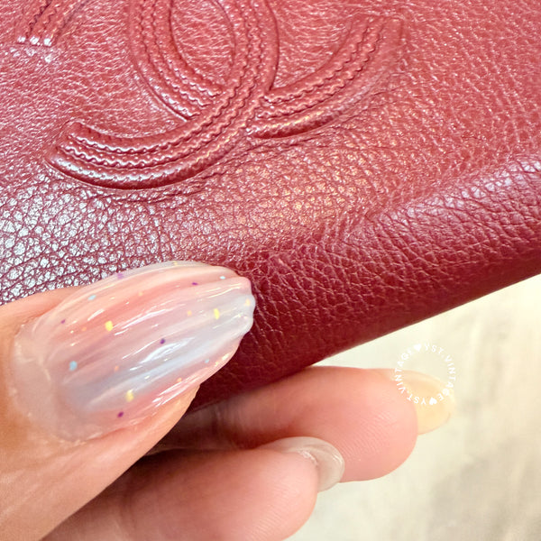 Pre-owned Chanel Coco Mark Card Holder / Coins Case - Burgundy