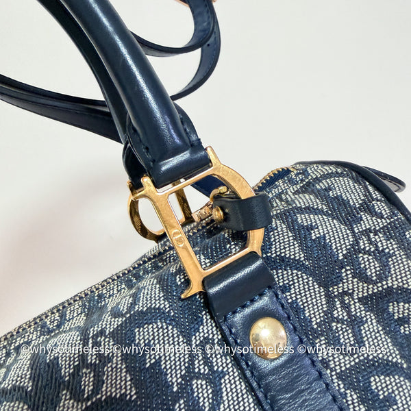 Vintage Dior Trotter 25cm Boston Bag - Navy 002