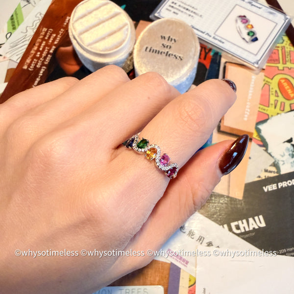 Rainbow Sapphire Zircon Silver Ring