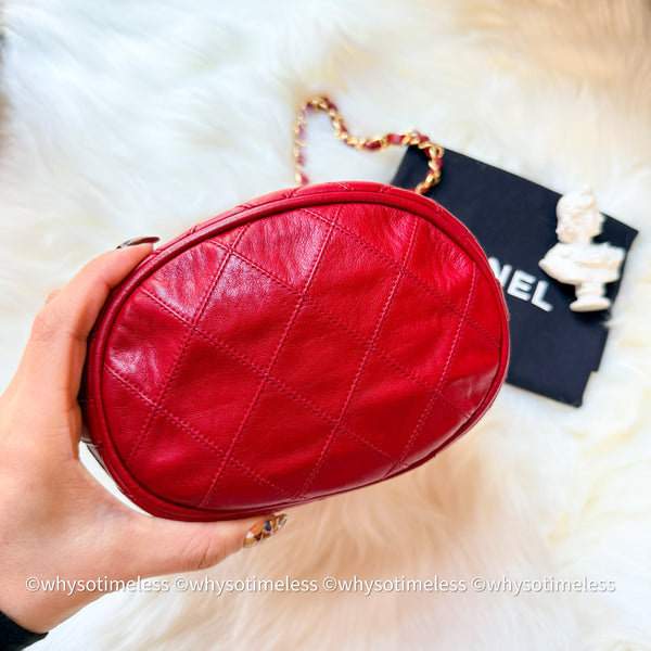Vintage Chanel Mini Bucket Bag - Red