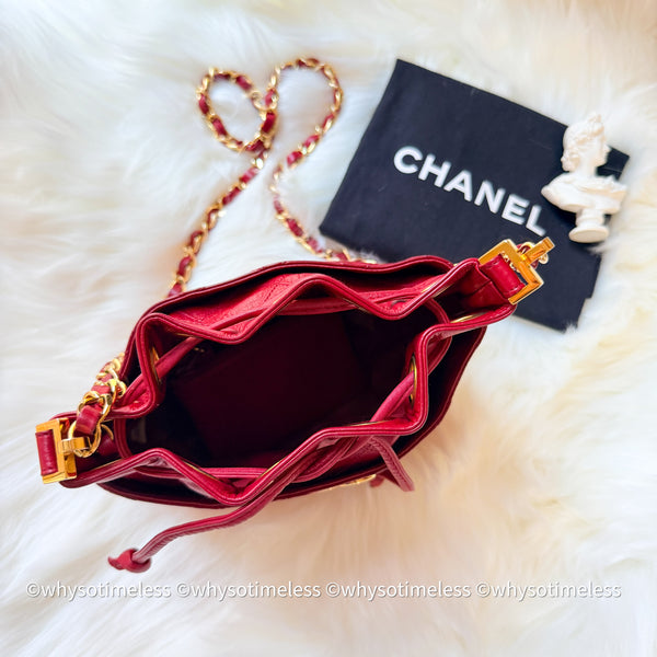 Vintage Chanel Mini Bucket Bag - Red
