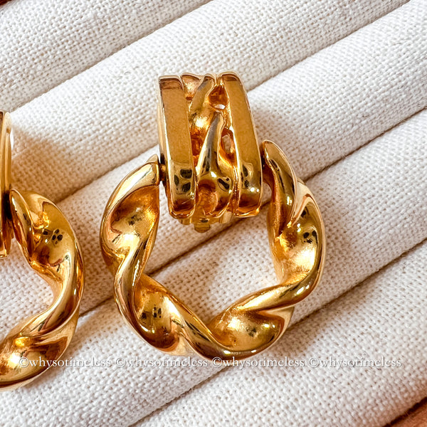 Vintage Givenchy Twist 24KGP Ear Clips
