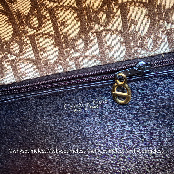 Vintage Dior Oblique 2-way Bag - Brown