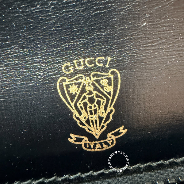 Vintage Gucci 1970's Suede & Box Leather Saddle Constance Bag - Black