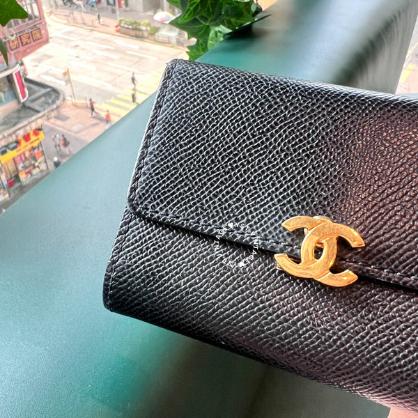 【古物拍賣 - 5 Sep】Vintage Chanel Caviar Coco Lock Card Holder - Black