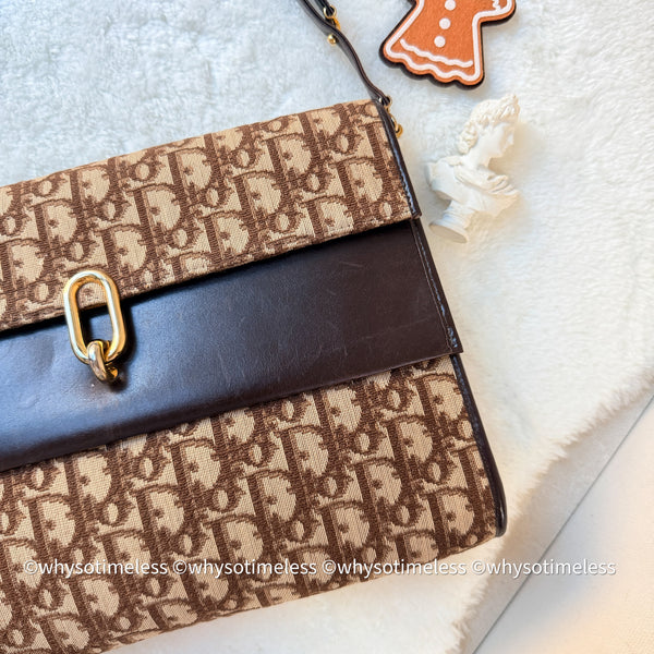Vintage Dior Oblique 2-way Bag - Brown