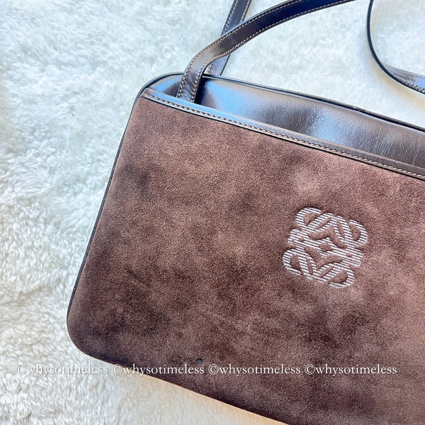 Vintage Loewe Suede Shoulder Bag - Brown