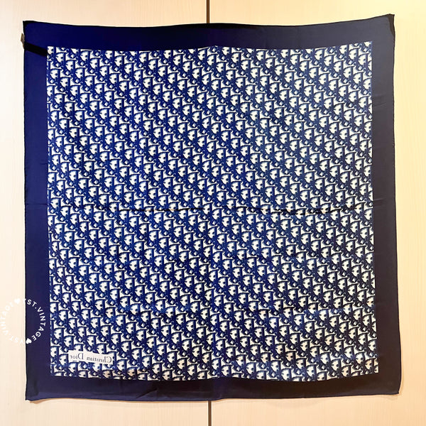 Vintage Dior Oblique Silk Scarf Navy - 005