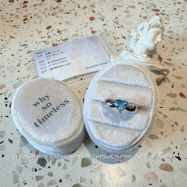 Natural Heart Shape Blue Topaz Silver Ring