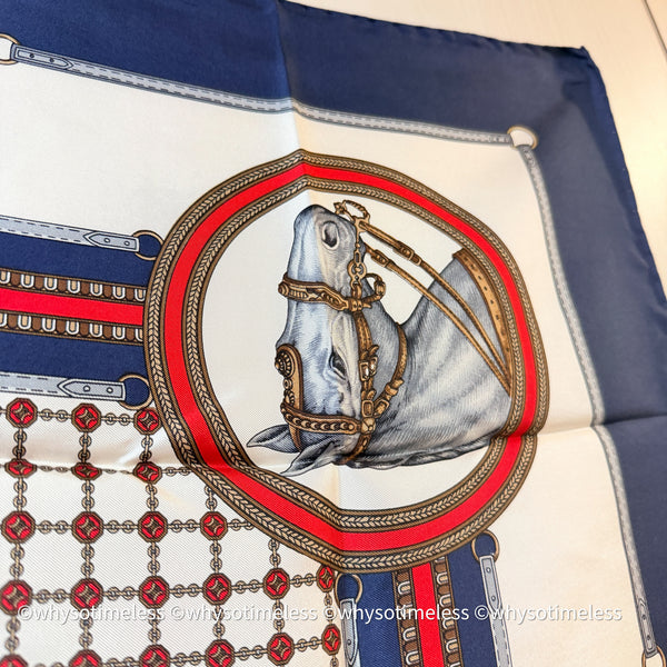 Vintage CELINE Horse Head Silk Scarf With Original Box