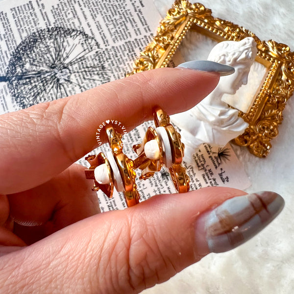 Vintage Dior Gold-Finish Metal Flower Ear Clips