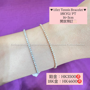 【Pre-order】1.0ct Natural Diamond Tennis Bracelet - 18KYG/ PT