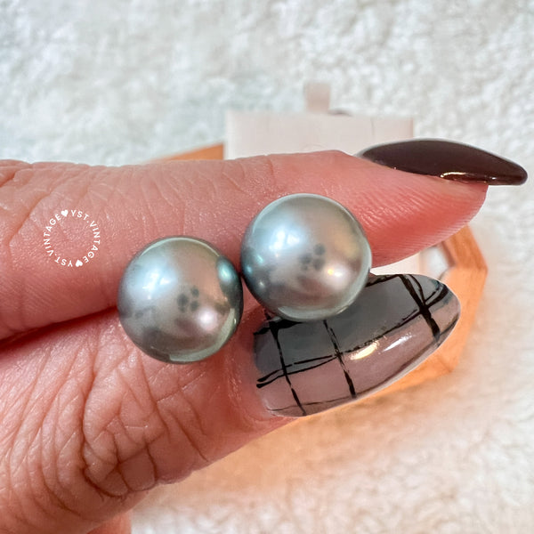 9-10mm 大溪地 Tahitian Pearl 18KPT900 Earrings - Ocean Blue