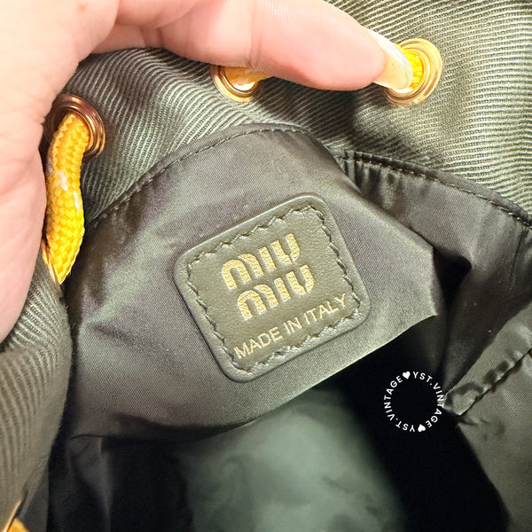 Pre-owned MiuMiu Gabardine Pouch - Olive Green