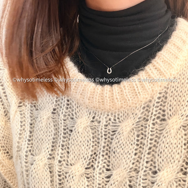 0.10ct Natural Diamond Horseshoe Shape PT Necklace