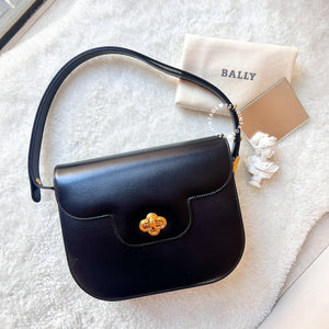 Vintage Bally 3-way Flower Turn-lock Box Bag - Black