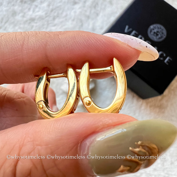 Pre-owned Versace Gold-Finish Metal Hoop Earrings