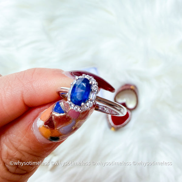 Natural Sapphire Zircon Silver Ring - Eugene