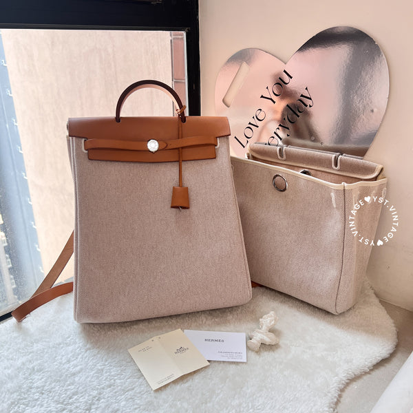 Vintage Hermès 2003 Herbag Ado Backpack PM - Beige