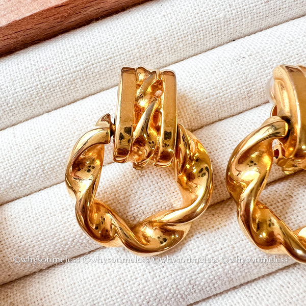 Vintage Givenchy Twist 24KGP Ear Clips